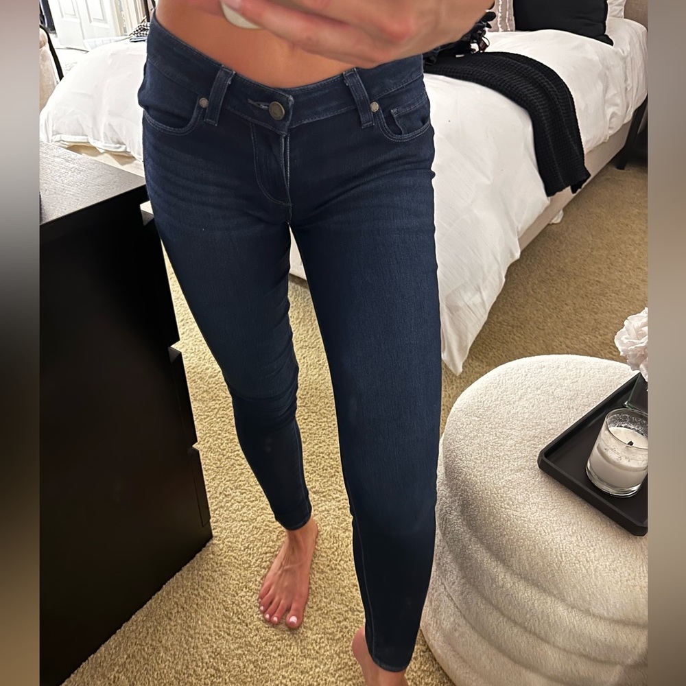 Dark blue skinny Paige jeans! Low rise